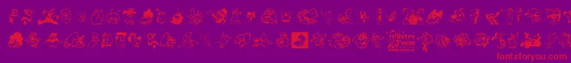Fonte Retro Toons – fontes vermelhas em um fundo violeta