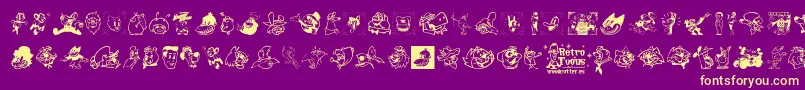 Czcionka Retro Toons – żółte czcionki na fioletowym tle