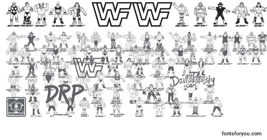 Schriftart Retro WWF Hasbro Figures – Alphabet, Zahlen, spezielle Symbole