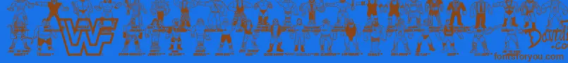 Police Retro WWF Hasbro Figures – polices brunes sur fond bleu