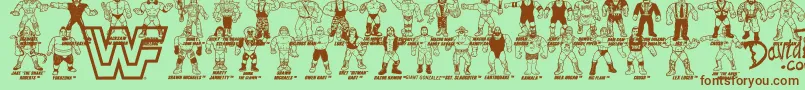 Шрифт Retro WWF Hasbro Figures – коричневые шрифты на зелёном фоне