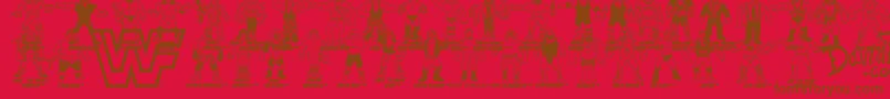 フォントRetro WWF Hasbro Figures – 赤い背景に茶色の文字