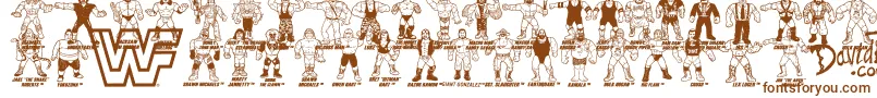 Czcionka Retro WWF Hasbro Figures – brązowe czcionki na białym tle