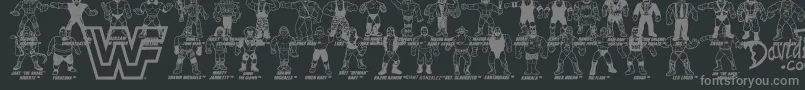 Retro WWF Hasbro Figures Font – Gray Fonts on Black Background