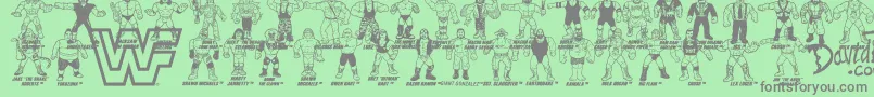 fuente Retro WWF Hasbro Figures – Fuentes Grises Sobre Fondo Verde