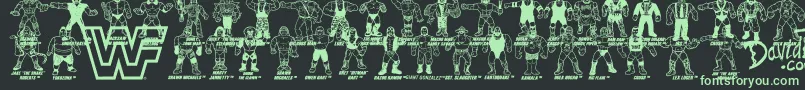 Retro WWF Hasbro Figures Font – Green Fonts on Black Background