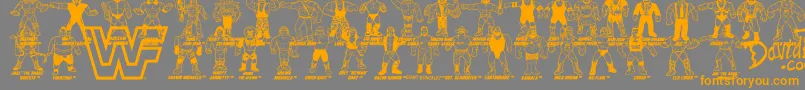 Czcionka Retro WWF Hasbro Figures – pomarańczowe czcionki na szarym tle
