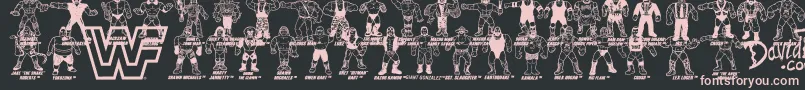 Fonte Retro WWF Hasbro Figures – fontes rosa em um fundo preto