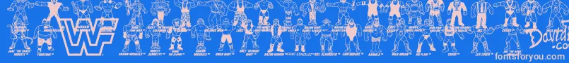 fuente Retro WWF Hasbro Figures – Fuentes Rosadas Sobre Fondo Azul