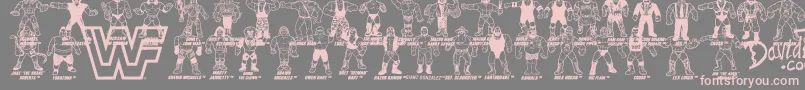 フォントRetro WWF Hasbro Figures – 灰色の背景にピンクのフォント