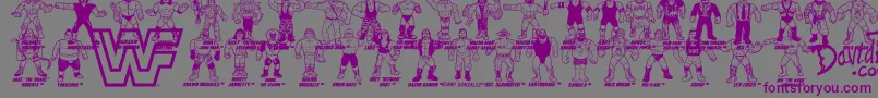 Czcionka Retro WWF Hasbro Figures – fioletowe czcionki na szarym tle