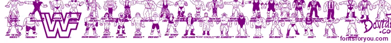 Retro WWF Hasbro Figures Font – Purple Fonts on White Background