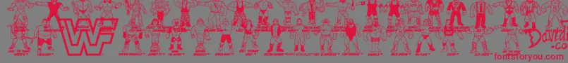 Retro WWF Hasbro Figures Font – Red Fonts on Gray Background