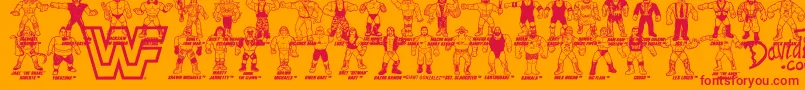 Police Retro WWF Hasbro Figures – polices rouges sur fond orange