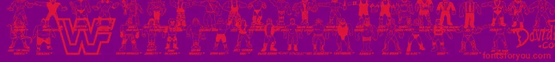Saiba mais sobre a fonte Retro WWF Hasbro Figures Fonte Retro WWF Hasbro Figures – fontes vermelhas em um fundo violeta
