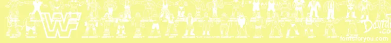 Retro WWF Hasbro Figures Font – White Fonts on Yellow Background