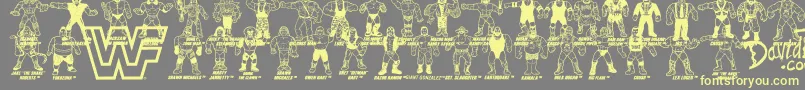 Retro WWF Hasbro Figures Font – Yellow Fonts on Gray Background