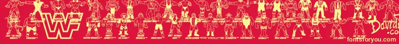 fuente Retro WWF Hasbro Figures – Fuentes Amarillas Sobre Fondo Rojo