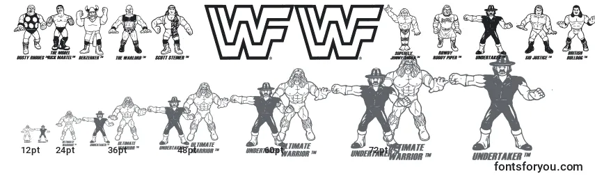 Rozmiary czcionki Retro WWF Hasbro Figures