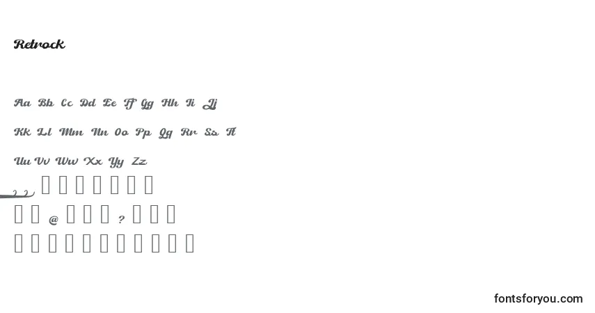 Czcionka Retrock – alfabet, cyfry, specjalne znaki