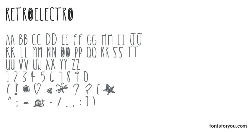 Schriftart RetroElectro (138578) – Alphabet, Zahlen, spezielle Symbole