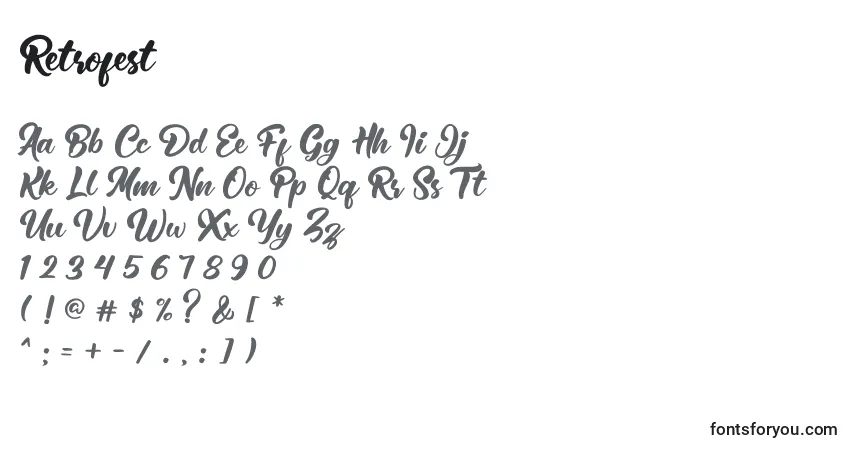 Fuente Retrofest - alfabeto, números, caracteres especiales