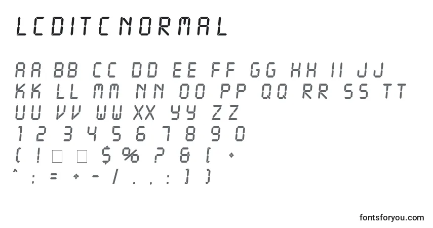 A fonte LcdItcNormal – alfabeto, números, caracteres especiais