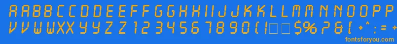 フォントLcdItcNormal – オレンジ色の文字が青い背景にあります。