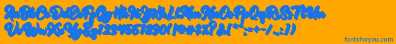 RetrofestShadow Font – Blue Fonts on Orange Background