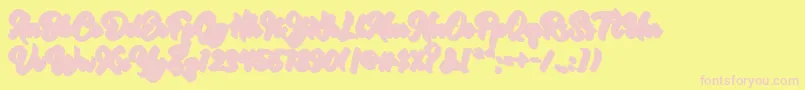 RetrofestShadow-fontti – vaaleanpunaiset fontit keltaisella taustalla