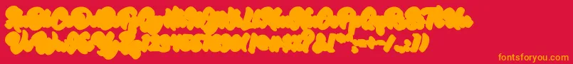 RetrofestShadowExtrude-Schriftart – Orangefarbene Schriften auf rotem Hintergrund