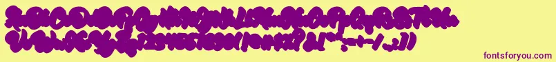 Czcionka RetrofestShadowExtrude – fioletowe czcionki na żółtym tle