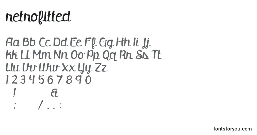 A fonte Retrofitted (138583) – alfabeto, números, caracteres especiais