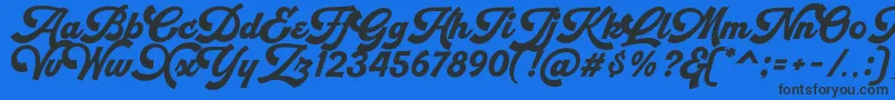 Шрифт Retrofunk Script Personal Use – чёрные шрифты на синем фоне