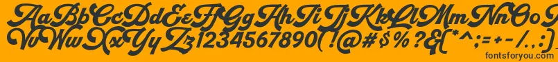 Retrofunk Script Personal Use Font – Black Fonts on Orange Background