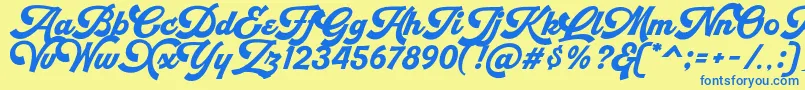More about Retrofunk Script Personal Use Font Retrofunk Script Personal Use Font – Blue Fonts on Yellow Background