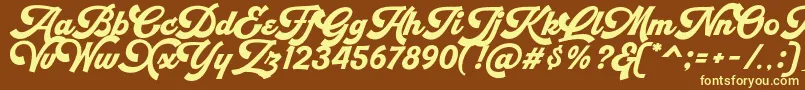 Retrofunk Script Personal Use Font – Yellow Fonts on Brown Background