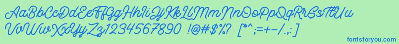 Weitere Informationen zur Retrology DEMO-Schriftart Retrology DEMO-Schriftart – Blaue Schriften auf grünem Hintergrund