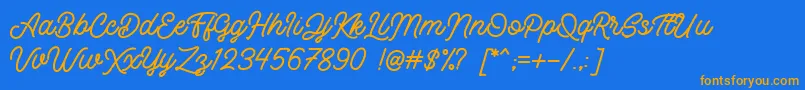 Retrology DEMO-Schriftart – Orangefarbene Schriften auf blauem Hintergrund
