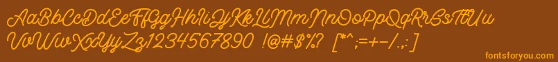 Retrology DEMO-Schriftart – Orangefarbene Schriften auf braunem Hintergrund