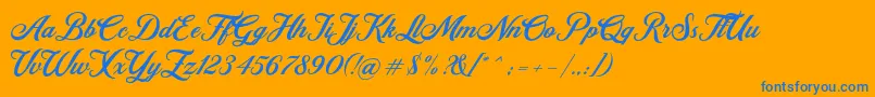 Retromark Script UNICODE Dafont-fontti – siniset fontit oranssilla taustalla