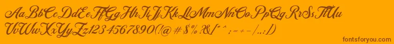 Retromark Script UNICODE Dafont Font – Brown Fonts on Orange Background