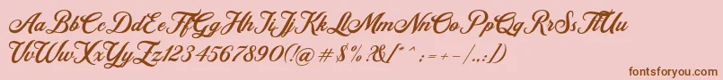Retromark Script UNICODE Dafont Font – Brown Fonts on Pink Background