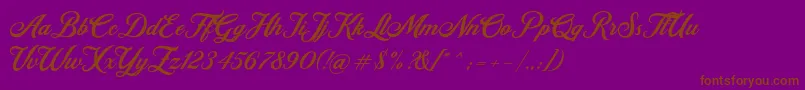 Retromark Script UNICODE Dafont-Schriftart – Braune Schriften auf violettem Hintergrund