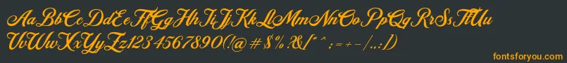 Retromark Script UNICODE Dafont Font – Orange Fonts on Black Background