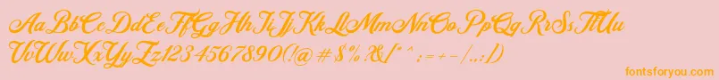 Retromark Script UNICODE Dafont Font – Orange Fonts on Pink Background