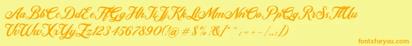 Retromark Script UNICODE Dafont Font – Orange Fonts on Yellow Background