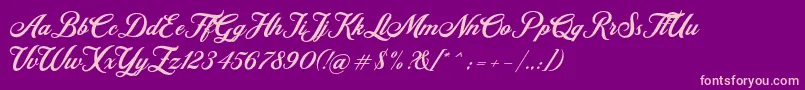 Retromark Script UNICODE Dafont Font – Pink Fonts on Purple Background