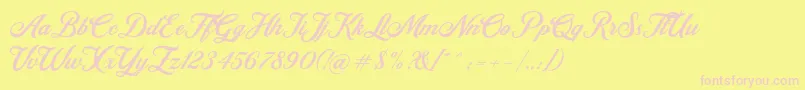 Retromark Script UNICODE Dafont Font – Pink Fonts on Yellow Background