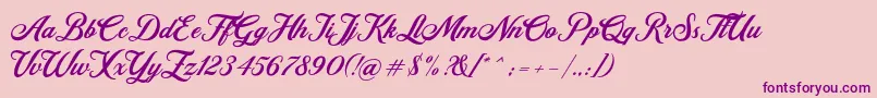 Retromark Script UNICODE Dafont-Schriftart – Violette Schriften auf rosa Hintergrund